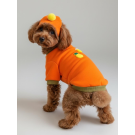 Pineapple and Ice Cream Turuncu Haki Bereli  Köpekler İçin Polar Sweatshirt Takım