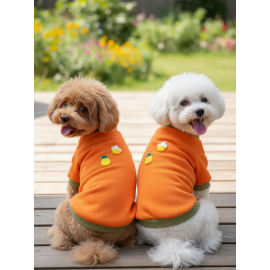 Pineapple and Ice Cream Turuncu Haki Bereli  Köpekler İçin Polar Sweatshirt Takım