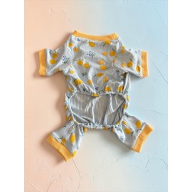 Pineapple Summer Penye Köpek Tulumu | Desenli Köpek Pijaması | Küçük Irklar İçin