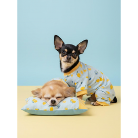 Pineapple Summer Penye Köpek Uyku Takımı | Küçük Irklar İçin | Ananas Desenli | Tüy Dökülmesini Azaltır 