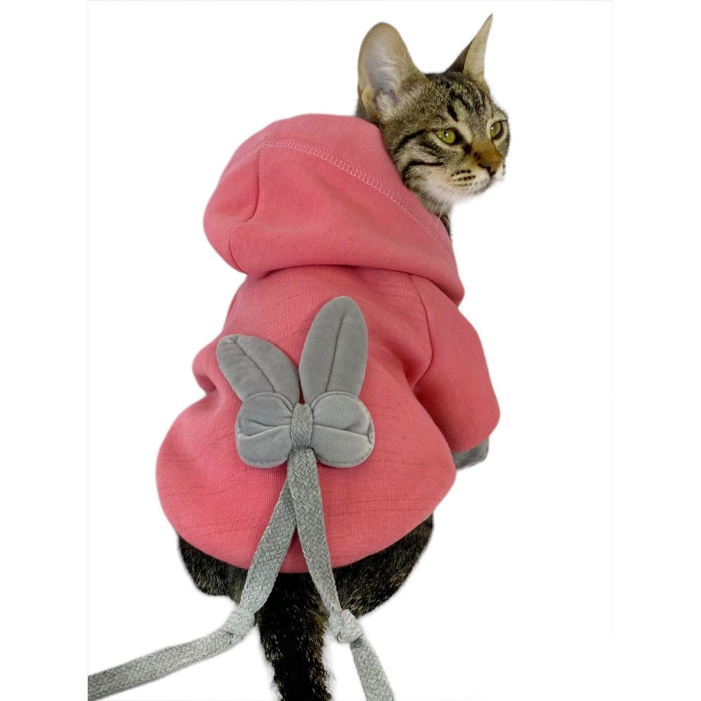 Pinky Rabbit Sweatshirt Kapşonlu Kedi Kıyafeti Kedi Sweatshirt