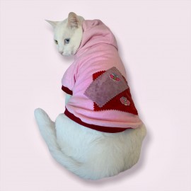 Pink Burgundy Bee Kapşonlu Sweatshirt  Kedi Kıyafeti 