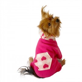 Pink Hearts Polar Kapşonlu Köpek Tulumu,Kıyafeti