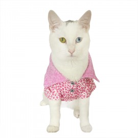 Pink Leo Cutie Polo Yaka Tişört Kedi Kıyafeti  Kedi Elbisesi