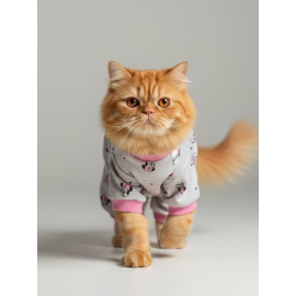 Pink Minnie Kedi Tulumu | Pamuklu Penye Kedi Kıyafeti | Küçük Irklar İçin | Tüy Dökülmesini Azaltır