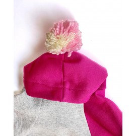 Pink PON Gri Kapşonlu Sweatshirt Köpek Kıyafeti 2XL (5 -6,5 Kg )
