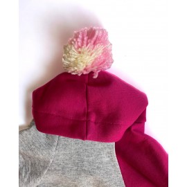 Pink PON Gri Kapşonlu Sweatshirt Köpek Kıyafeti 2XL (5 -6,5 Kg )