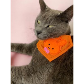 Orange Bunny Kedi Bandana, Fular, Kedi Kıyafeti Kedi Elbisesi, Kedi Tasması