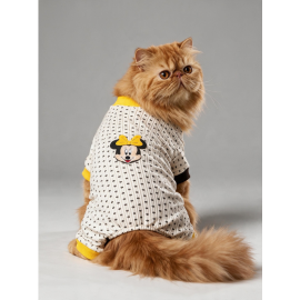 Spotty Sunny Minny Kedi Tulumu | Siyah Beyaz Puantiyeli Penye Kedi Pijaması