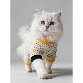 Spotty Sunny Minny Kedi Tulumu | Siyah Beyaz Puantiyeli Penye Kedi Pijaması