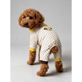 Spotty Sunny Minny Köpek Tulumu | Siyah Beyaz Puantiyeli Penye Köpek Pijaması 