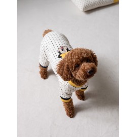 Spotty Sunny Minny Köpek Tulumu | Siyah Beyaz Puantiyeli Penye Köpek Pijaması 