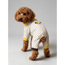 Spotty Sunny Minny Köpek Tulumu | Siyah Beyaz Puantiyeli Penye Köpek Pijaması 