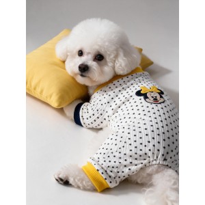 Spotty Sunny Minny Köpek Uyku Seti | Siyah Beyaz Puantiyeli Penye Köpek Tulumu ve Mini Yastık