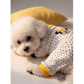 Spotty Sunny Minny Köpek Uyku Seti | Siyah Beyaz Puantiyeli Penye Köpek Tulumu ve Mini Yastık