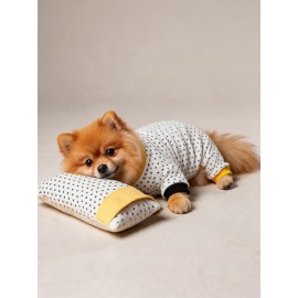 Spotty Sunny Minny Köpek Uyku Seti | Siyah Beyaz Puantiyeli Penye Köpek Tulumu ve Mini Yastık
