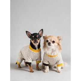 Spotty Sunny Minny Köpek Uyku Seti | Siyah Beyaz Puantiyeli Penye Köpek Tulumu ve Mini Yastık