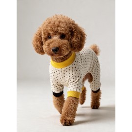 Spotty Sunny Minny Köpek Uyku Seti | Siyah Beyaz Puantiyeli Penye Köpek Tulumu ve Mini Yastık