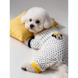 Spotty Sunny Minny Köpek Uyku Seti | Siyah Beyaz Puantiyeli Penye Köpek Tulumu ve Mini Yastık