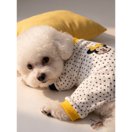 Spotty Sunny Minny Köpek Uyku Seti | Siyah Beyaz Puantiyeli Penye Köpek Tulumu ve Mini Yastık