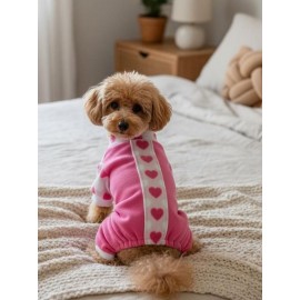 Pinky Hearts Polar Köpek Tulum Pijama