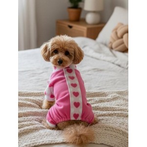 Pinky Hearts Polar Köpek Tulum Pijama