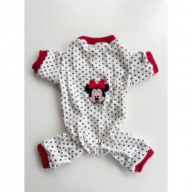 Polka Dot Rouge Minny Kedi Tulumu | Siyah Beyaz Puantiyeli Penye Kedi Pijaması
