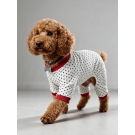 Polka Dot Rouge Minny Köpek Uyku Seti | Siyah Beyaz Puantiyeli Penye Köpek Tulumu ve Mini Yastık |2 Parça