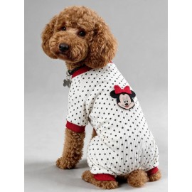 Polka Dot Rouge Minny Köpek Uyku Seti | Siyah Beyaz Puantiyeli Penye Köpek Tulumu ve Mini Yastık |2 Parça