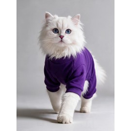 Butterfly Violet Kedi Tulumu | Mor Renk 3D Yumuşak Kelebek Aksesuarlı Penye Kedi Kıyafeti