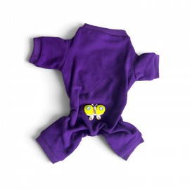 Butterfly Violet Kedi Tulumu | Mor Renk 3D Yumuşak Kelebek Aksesuarlı Penye Kedi Kıyafeti