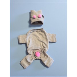 Ponpon Şeker Kedi Tulumu & Bere Takımı | Şardonlu Polar Kumaş | Tüy Dökülmesini Azaltır