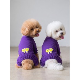 Butterfly Violet Köpek Tulumu | Mor Renk 3D Yumuşak Kelebek Aksesuarlı Penye Köpek Kıyafeti