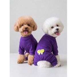 Butterfly Violet Köpek Tulumu | Mor Renk 3D Yumuşak Kelebek Aksesuarlı Penye Köpek Kıyafeti