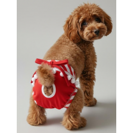 Red Frilly Dişi Köpek Regl Külotu | Köpek Donu | Köpek İç Çamaşırı | Ayarlanabilir Bağcıklı | Küçük Irklar İçin