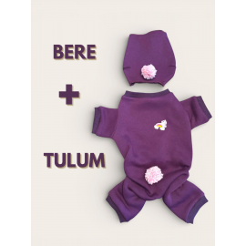Purple Ponpon Pony Kedi Tulumu & Bere Takımı | Şardonlu Polar Kumaş | Tüy Dökülmesini Azaltır