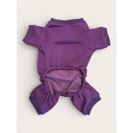 Ponpon Detaylı Kedi Tulumu | Şardonlu Polar Kumaş | Mor Renk 