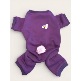 Pony Purple PONPON Köpek Tulumu | Şardonlu Polar Kumaş | Küçük Irk Köpekler İçin | Tüy Dökülmesini Azaltır