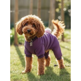 Pony Purple PONPON Köpek Tulumu | Şardonlu Polar Kumaş | Küçük Irk Köpekler İçin | Tüy Dökülmesini Azaltır