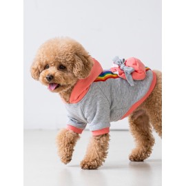 Rainbow Köpek Sweatshirt | Kapüşonlu Gökkuşağı Detaylı Köpek Kıyafeti | Köpek Hoodie
