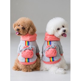 Rainbow Köpek Sweatshirt | Kapüşonlu Gökkuşağı Detaylı Köpek Kıyafeti | Köpek Hoodie