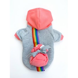 Rainbow Köpek Sweatshirt | Kapüşonlu Gökkuşağı Detaylı Köpek Kıyafeti | Köpek Hoodie