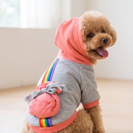 Rainbow Köpek Sweatshirt | Kapüşonlu Gökkuşağı Detaylı Köpek Kıyafeti | Köpek Hoodie