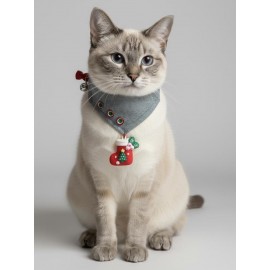 Kedi Bandanası Yılbaşı Temalı | Christmas Cat Bandana | Çorap Süs Detaylı Kedi Fuları
