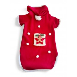 Red Star Kırmızı Yılbaşı Köpek Kıyafeti | Noel Baba Kapüşonlu Polar Sweatshirt | Orta ve Büyük Irklar İçin