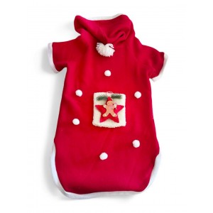 Red Star Kırmızı Yılbaşı Köpek Kıyafeti | Noel Baba Kapüşonlu Polar Sweatshirt | Orta ve Büyük Irklar İçin