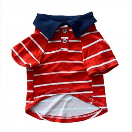 Red Stripe Elegance Polo Yaka Tişört Kedi Kıyafeti  Kedi Elbisesi