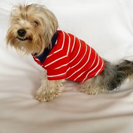 Red Stripe Elegance Polo Yaka Tişört Köpek Kıyafeti Köpek Elbisesi