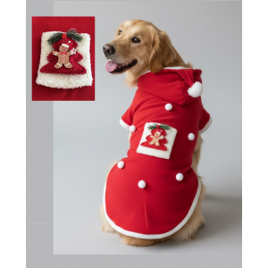 RED Tree Kırmızı Yılbaşı Köpek Kıyafeti | Noel Baba Kapüşonlu Polar Sweatshirt | Orta ve Büyük Irklar İçin