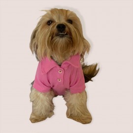 RL Toz Pembe Polo Yaka Tişört Köpek Kıyafeti Köpek Elbisesi